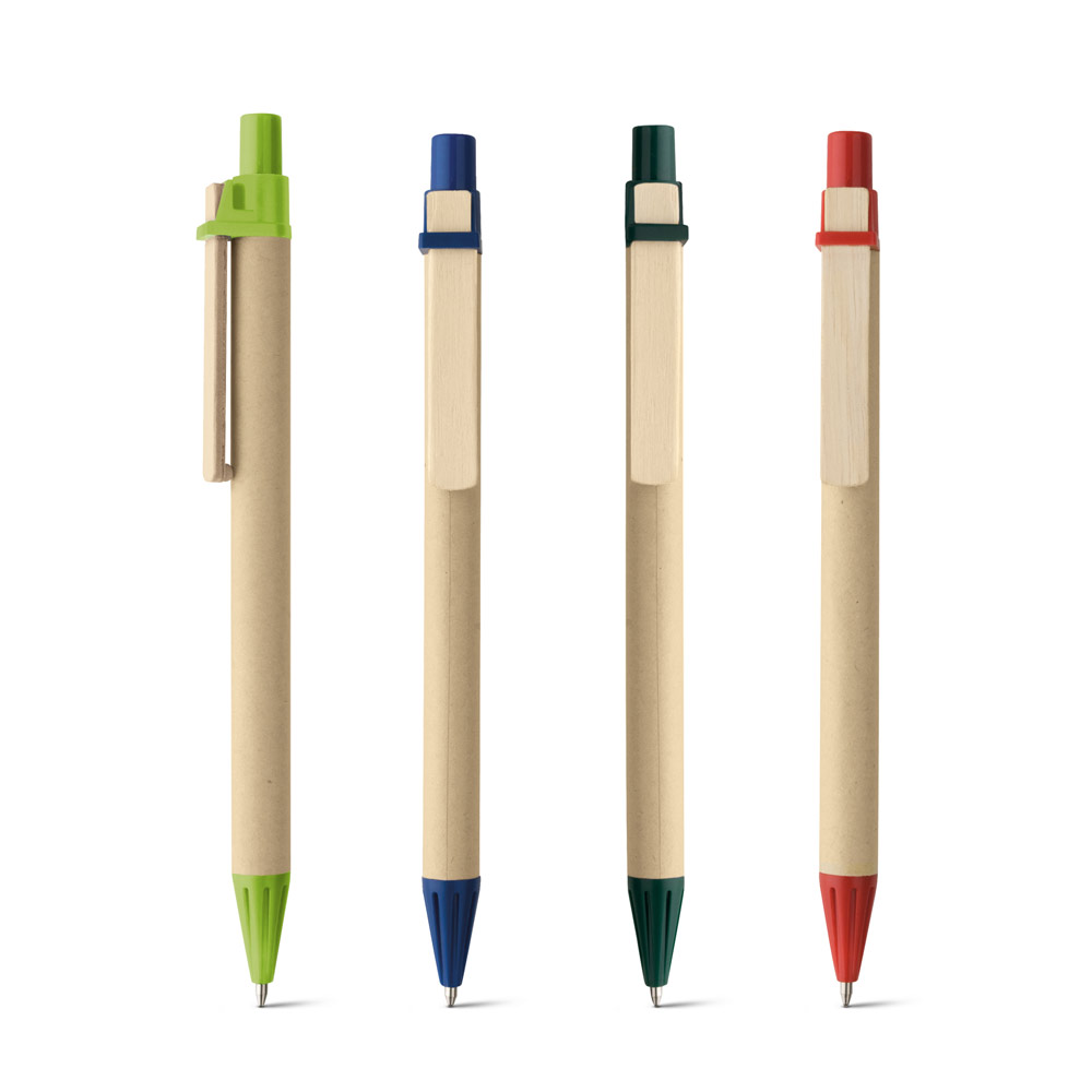 NAIROBI. Długopis z papieru kraftowego z drewnianym klipsem 91292_set