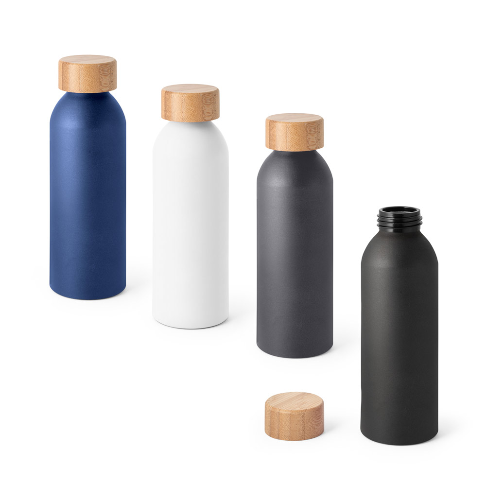 QUETA. Aluminiowa butelka z bambusową pokrywką 550 ml 94250_set