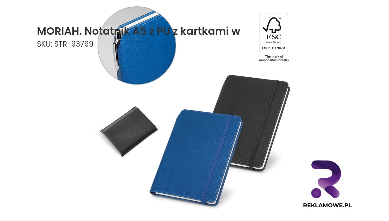 MORIAH notatnik A5 z PU z kartkami w – elegancki notes reklamowy